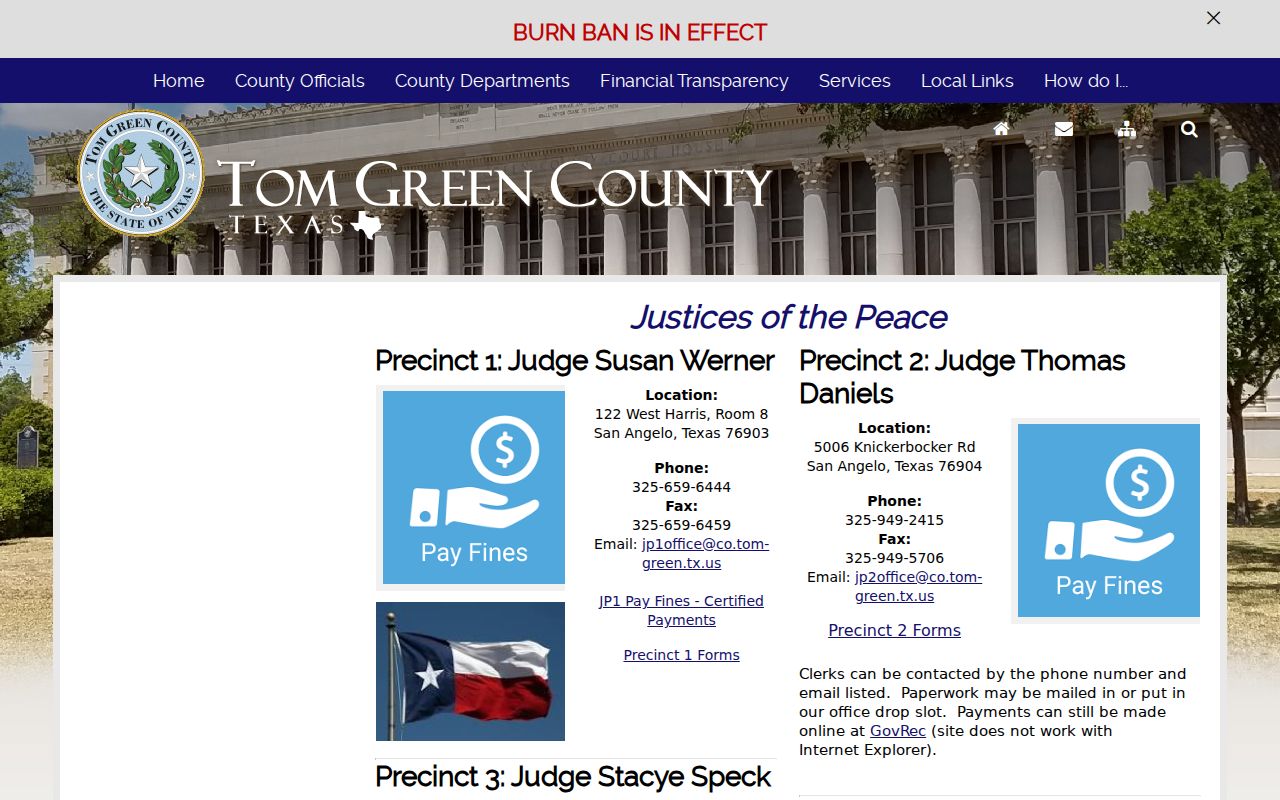 Tom Green County four JP precincts for active warrant records