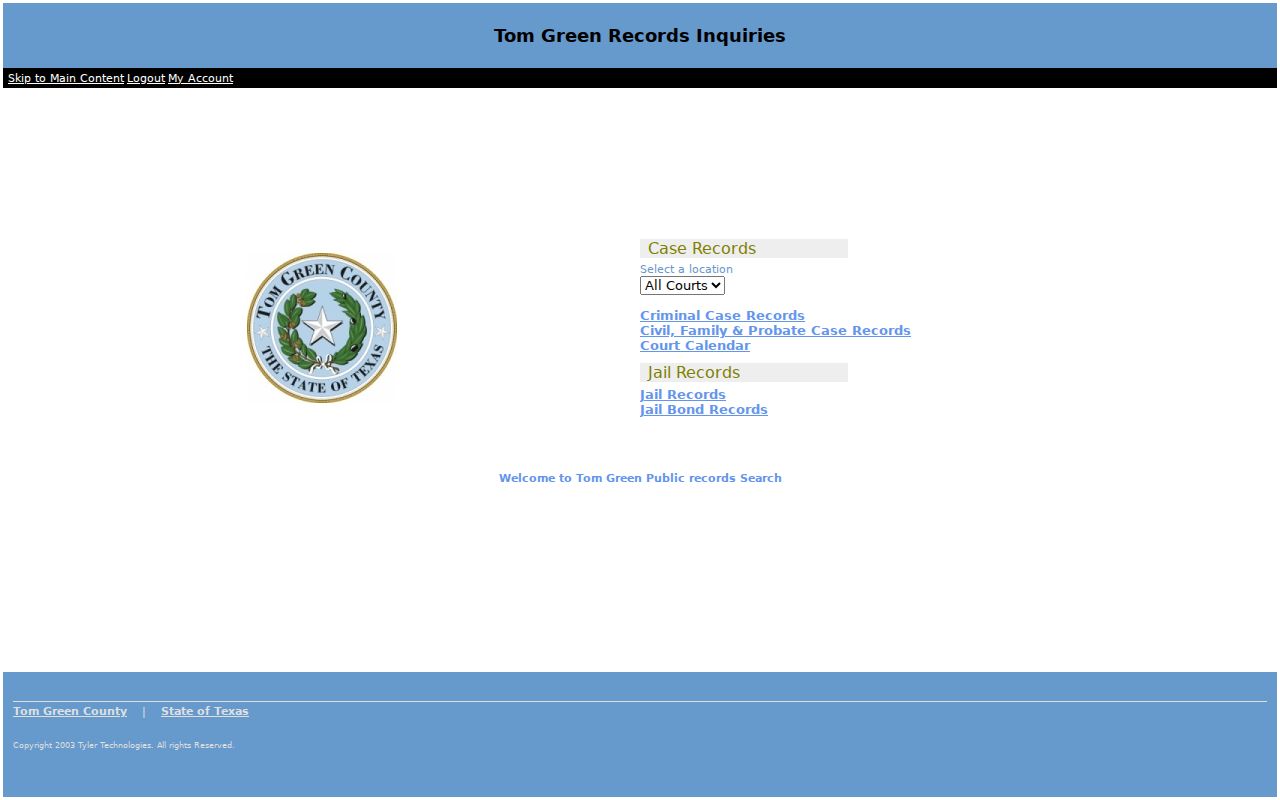 Tom Green County court case portal for bench warrant records